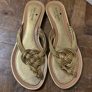 Kate Spade Leather Gold Knot Slide Sandals 7